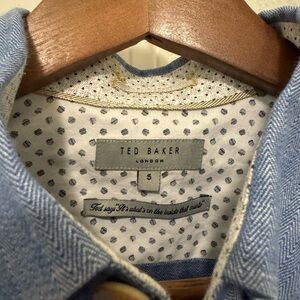Ted Baker Light Blue Herringbone Shirt size XL